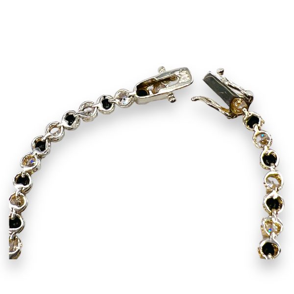 Black & White Cubic Zirconia Tennis Bracelet Sterling Silver - Image 6