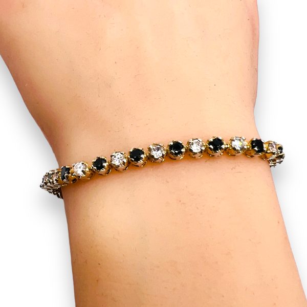 Black & White Cubic Zirconia Tennis Bracelet Sterling Silver - Image 5