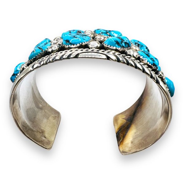 Multi Nugget Turquoise Matrix Cuff Bracelet | Silver - Image 5