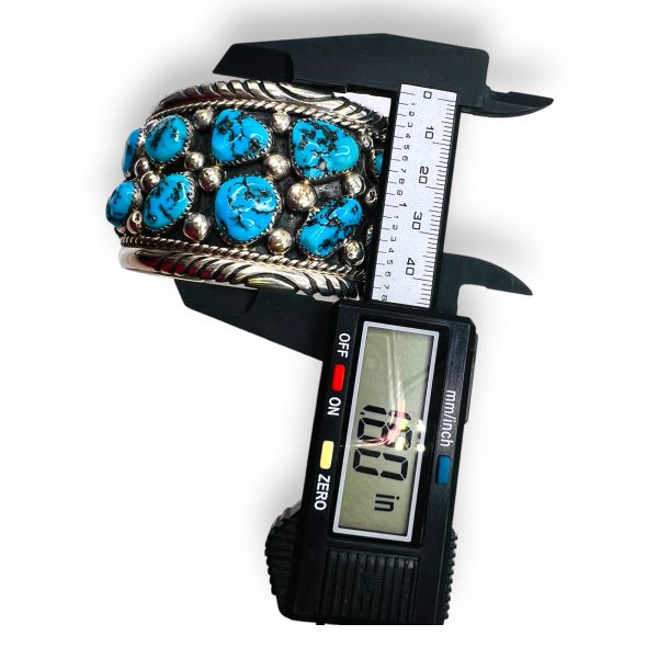 Multi Nugget Turquoise Matrix Cuff Bracelet | Silver - Image 4