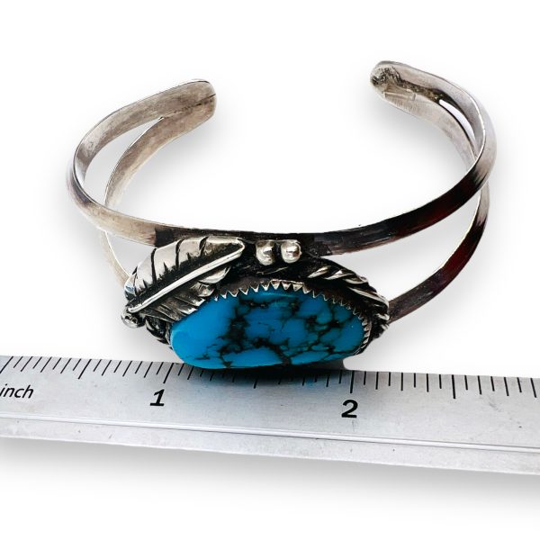 Southwestern Black Matrix Turquoise Cuff Bracelet 925 Silver - Image 6