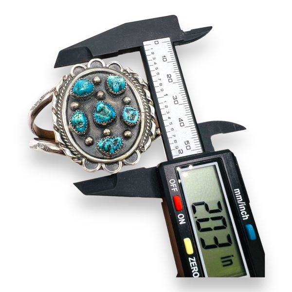 American Southwest Turquoise Bangle Cuff Bracelet | Silver - Image 5