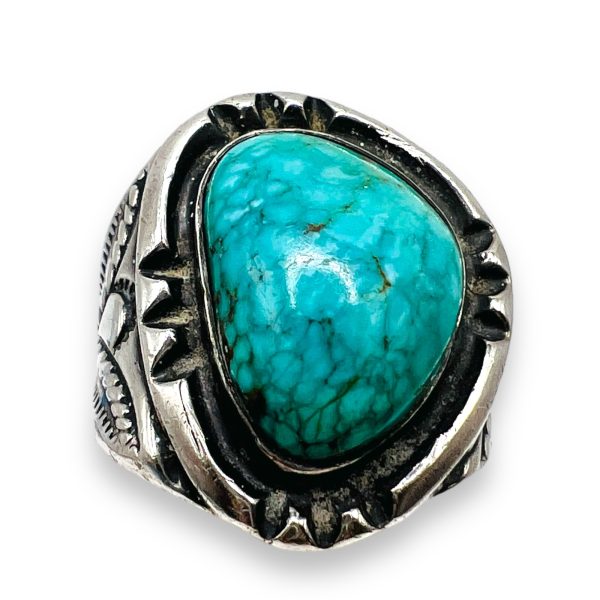 Persian Turquoise Matrix Ring 8.5 | 925 Oxidized Silver