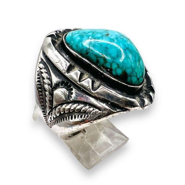 Persian Turquoise Matrix Ring 8.5 | 925 Oxidized Silver - Image 9