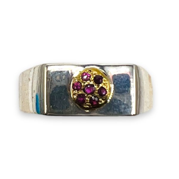 Two-tone Ruby Ring  925 Sterling Silver & Gold, Size 7 - Image 5