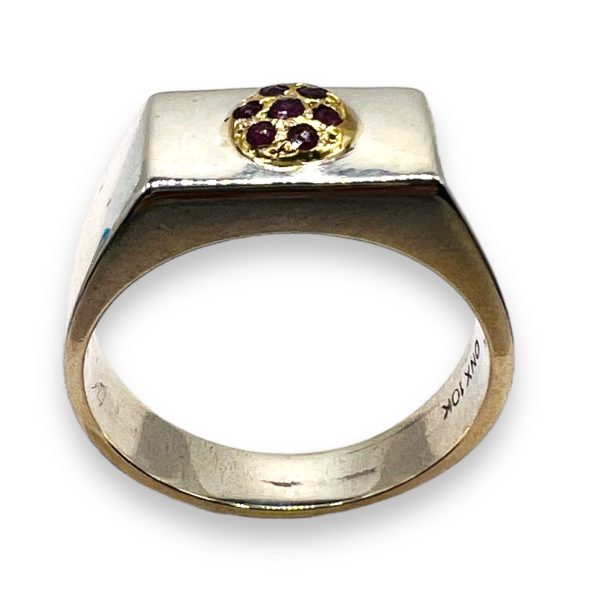 Two-tone Ruby Ring  925 Sterling Silver & Gold, Size 7 - Image 2