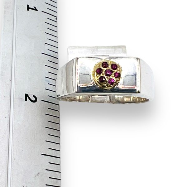 Two-tone Ruby Ring  925 Sterling Silver & Gold, Size 7 - Image 7