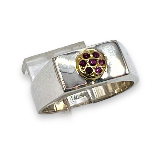 Two-tone Ruby Ring  925 Sterling Silver & Gold, Size 7 - Image 8