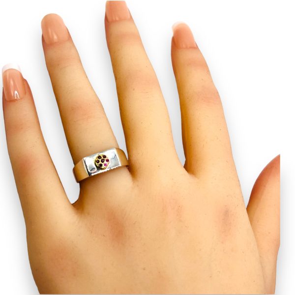 Two-tone Ruby Ring  925 Sterling Silver & Gold, Size 7 - Image 4