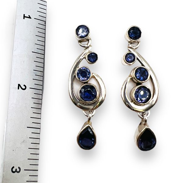 Musical Note Blue Iolite Dangle Earrings 925 Sterling Silver - Image 2