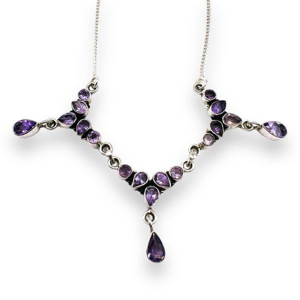 Amethyst Teardrops Y-Necklace Choker | 925 Sterling Silver - Image 2