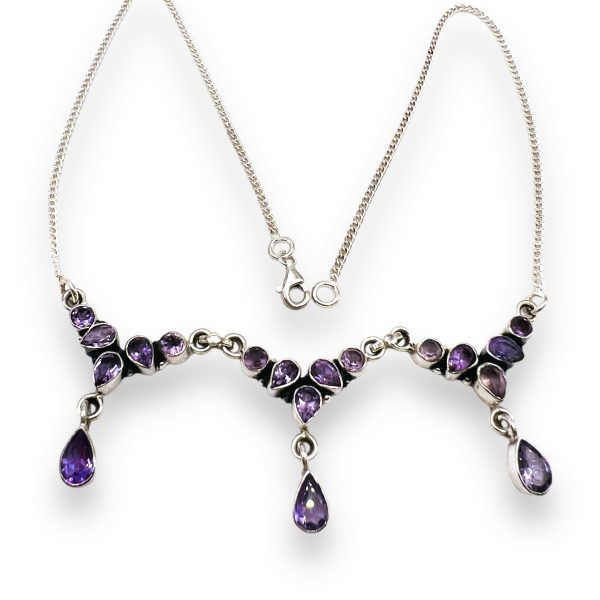 Amethyst Teardrops Y-Necklace Choker | 925 Sterling Silver - Image 3