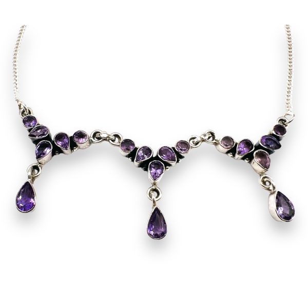 Amethyst Teardrops Y-Necklace Choker | 925 Sterling Silver - Image 4