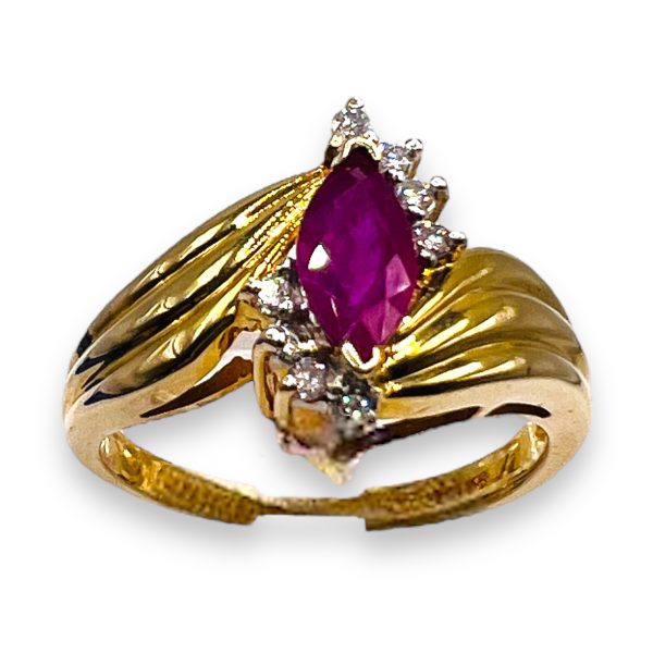 Genuine Red Ruby & Diamond Ring Size 7 | Vintage 10k Gold - Image 8