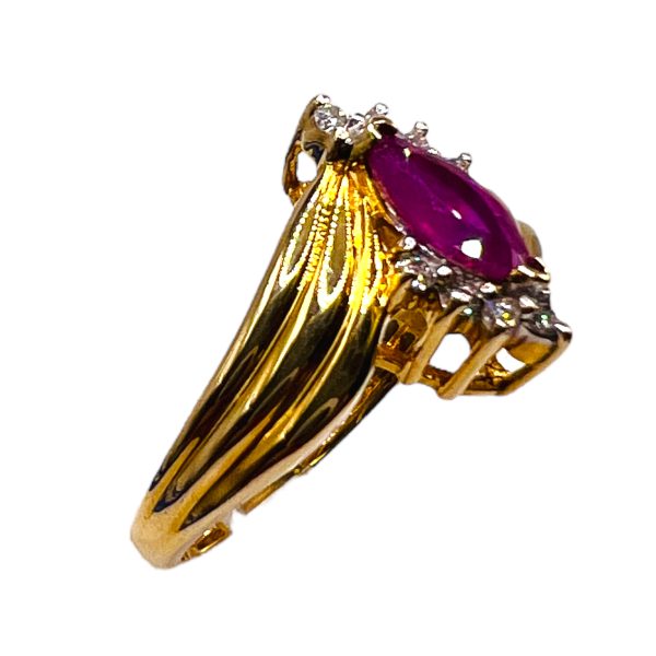 Genuine Red Ruby & Diamond Ring Size 7 | Vintage 10k Gold - Image 7