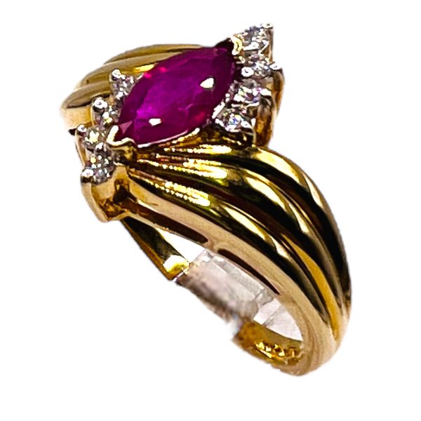 Genuine Red Ruby & Diamond Ring Size 7 | Vintage 10k Gold - Image 3