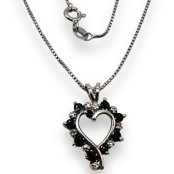 Open-Heart White & Black Diamond Sterling Silver Necklace - Image 2