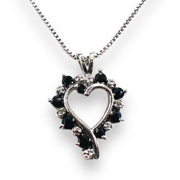 Open-Heart White & Black Diamond Sterling Silver Necklace - Image 5