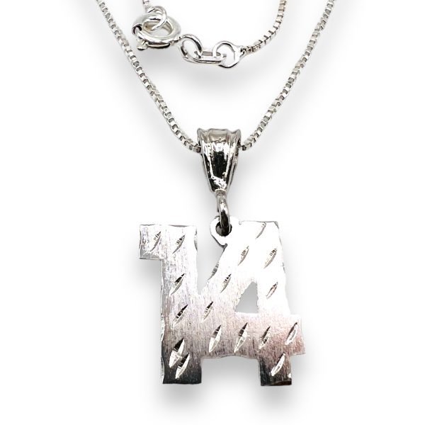 Number 14 Numerical Pendant Necklace | 925 Sterling Silver - Image 2