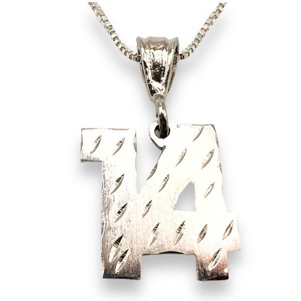 Number 14 Numerical Pendant Necklace | 925 Sterling Silver