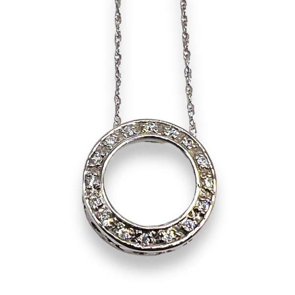 Circle of Life Diamond Pendant Necklace 14k White Gold - Image 2