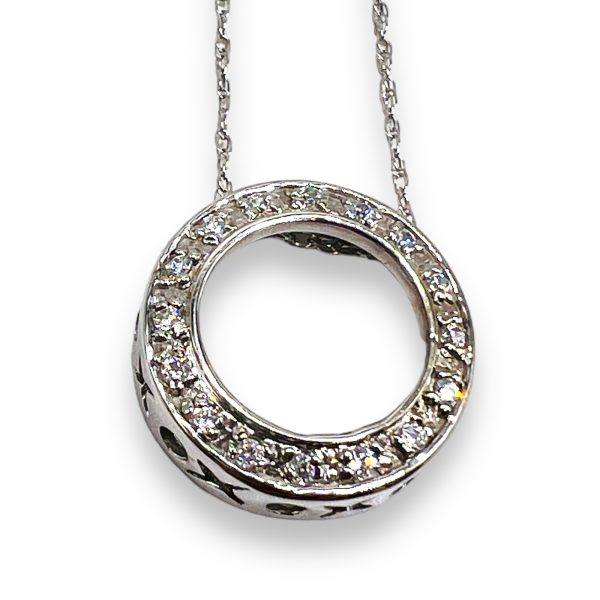 Circle of Life Diamond Pendant Necklace 14k White Gold - Image 5