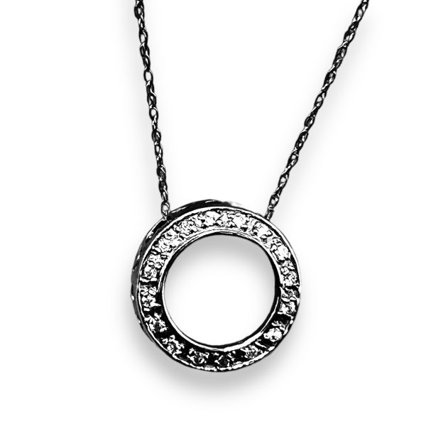 Circle of Life Diamond Pendant Necklace 14k White Gold - Image 7