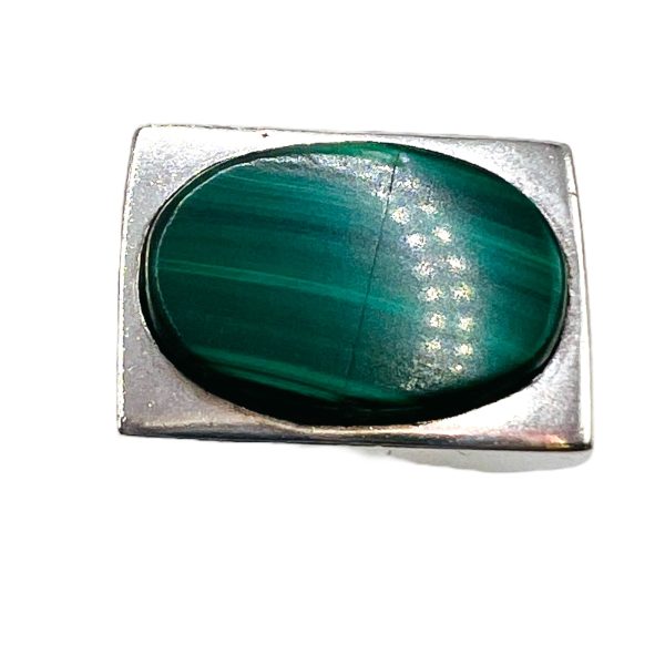 Oval Malachite Gemstone Ring Size 13 | 925 Sterling Silver