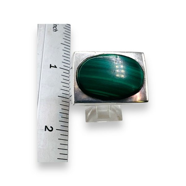 Oval Malachite Gemstone Ring Size 13 | 925 Sterling Silver - Image 6