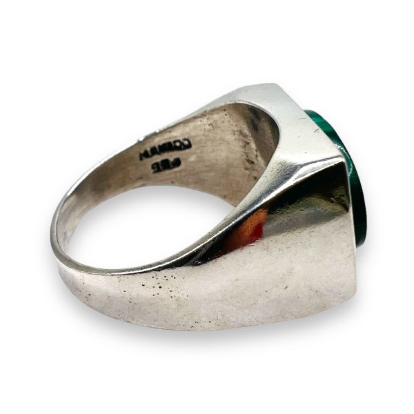 Oval Malachite Gemstone Ring Size 13 | 925 Sterling Silver - Image 3