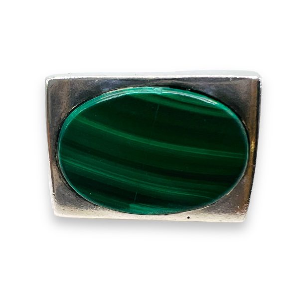 Oval Malachite Gemstone Ring Size 13 | 925 Sterling Silver - Image 7