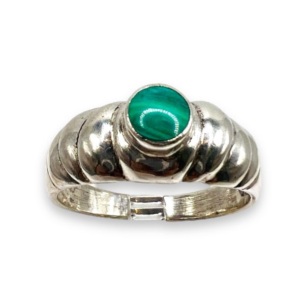 Men's Green Malachite Stone Sterling Silver Ring - Image 9