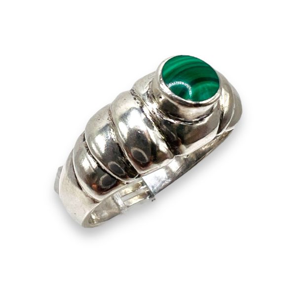 Men's Green Malachite Stone Sterling Silver Ring - Image 8