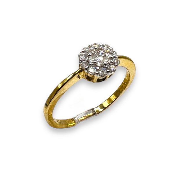 Flower Shape Diamond Cluster  Ring | 14k Yellow Gold