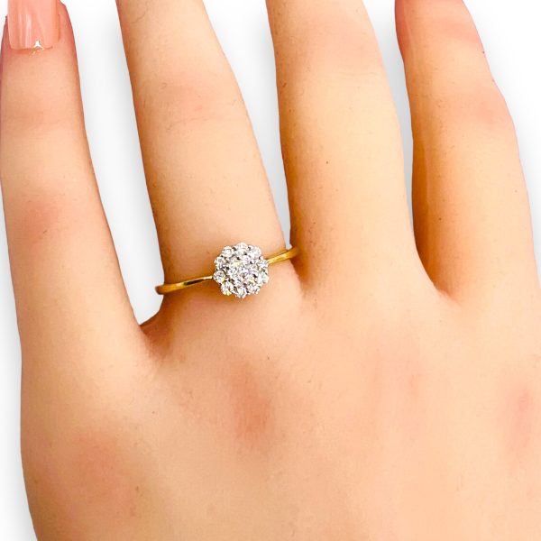 Flower Shape Diamond Cluster  Ring | 14k Yellow Gold - Image 6