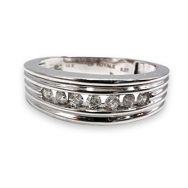 Men's Single Row Diamond Ring, Size10.5 | 14k White Gold - Image 3