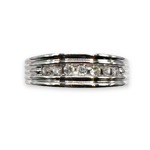 Men's Single Row Diamond Ring, Size10.5 | 14k White Gold - Image 4