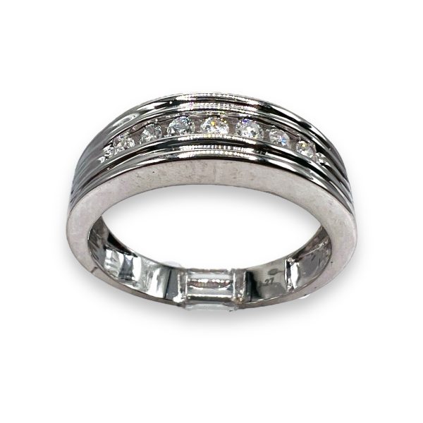 Men's Single Row Diamond Ring, Size10.5 | 14k White Gold - Image 5