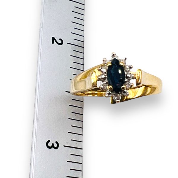 Blue Sapphire Diamond Engagement Cocktail Ring, Size 7 - Image 2