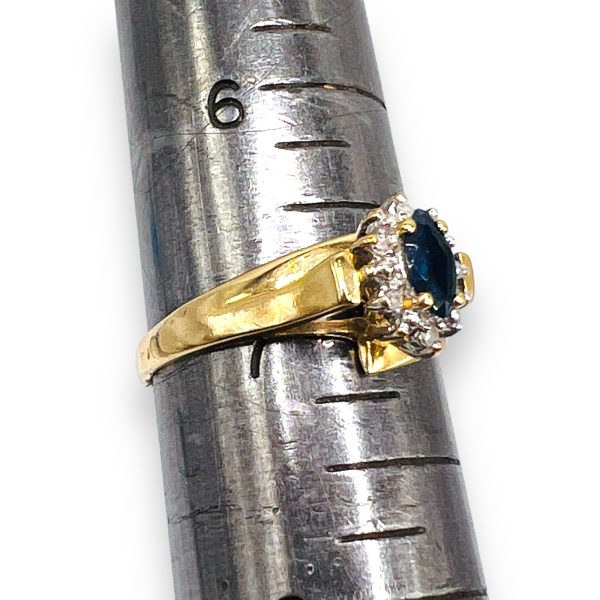 Blue Sapphire Diamond Engagement Cocktail Ring, Size 7 - Image 9