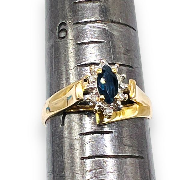 Blue Sapphire Diamond Engagement Cocktail Ring, Size 7 - Image 7