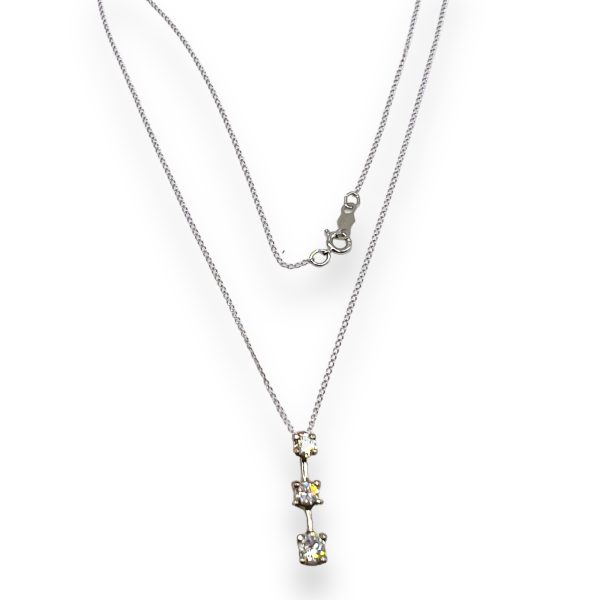 Vertical Bar Diamond Necklace | 14k Solid White Gold - Image 2