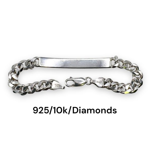 Chain Link Bracelet with Initial ‘P’ 10k Gold Diamond Letter - Image 4