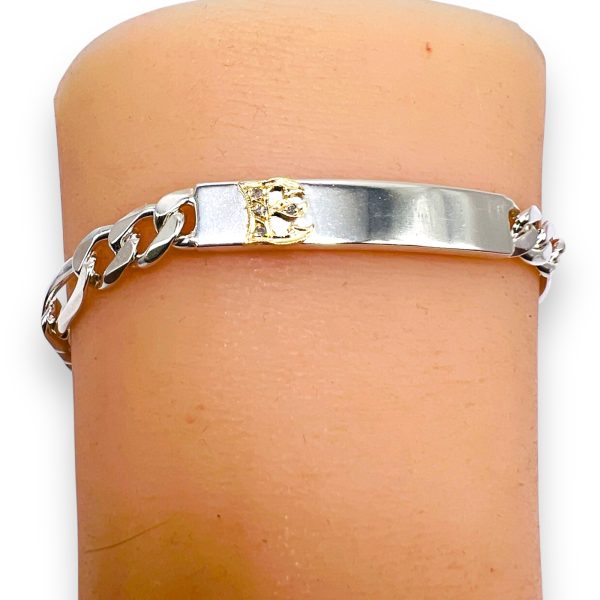 Curb Link Bracelet with Initial ‘E ’10k Gold Diamond Letter - Image 9