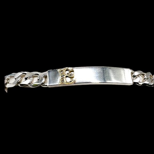 Curb Link Bracelet with Initial ‘E ’10k Gold Diamond Letter - Image 3