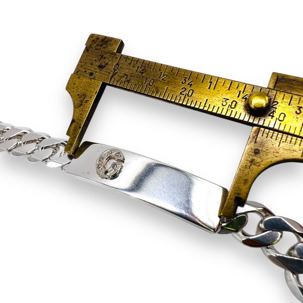 Silver Curb Link Bracelet with Initial 'C' Diamond Letter - Image 8