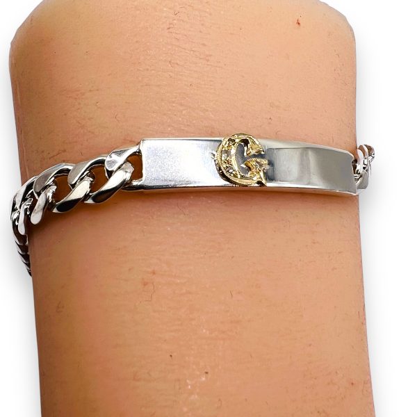 Silver Cuff Bracelet with Initial 'G'10k Gold Diamond Letter - Image 13