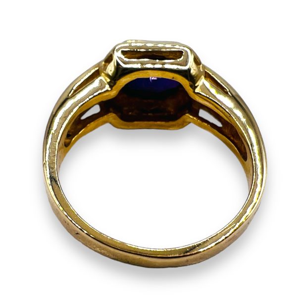 Amethyst & Diamond Cocktail Ring 14k Yellow Gold, Size 7.25 - Image 10