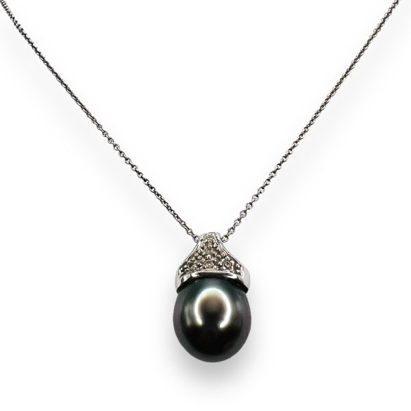 South Sea Pearl & Diamond Necklace 14k White Gold - Image 7