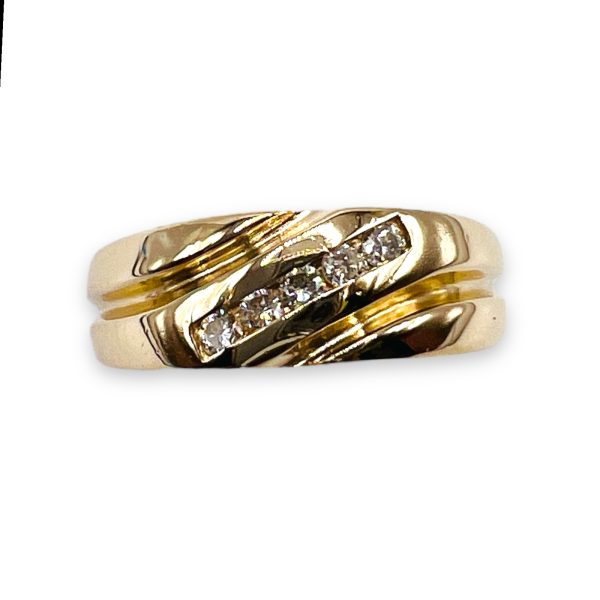 Men's Diamond Wedding Band 14k Yellow Gold, Size 9 - Image 2